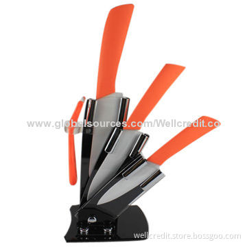 4-piece ceramic knife set with acrylic block